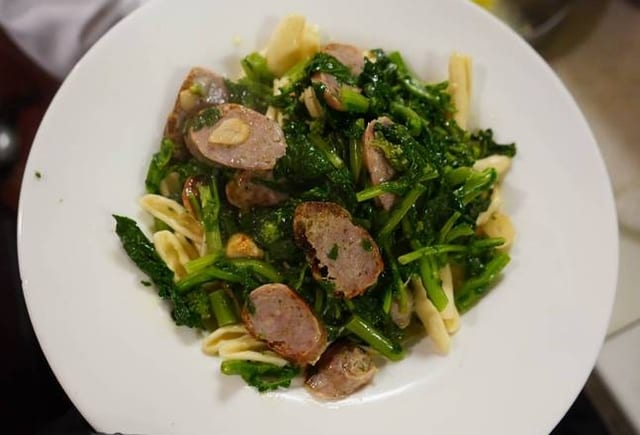 Fresh Pasta with Broccoli Rabe and Sweet Sausage.